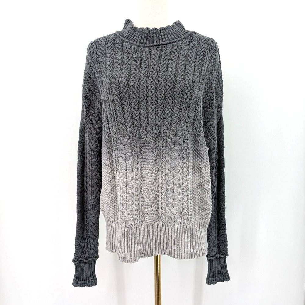 Anthropologie Ombre Cable Knit Sweater Chunky Gradient Knit Winter‎ Neutral (XL)